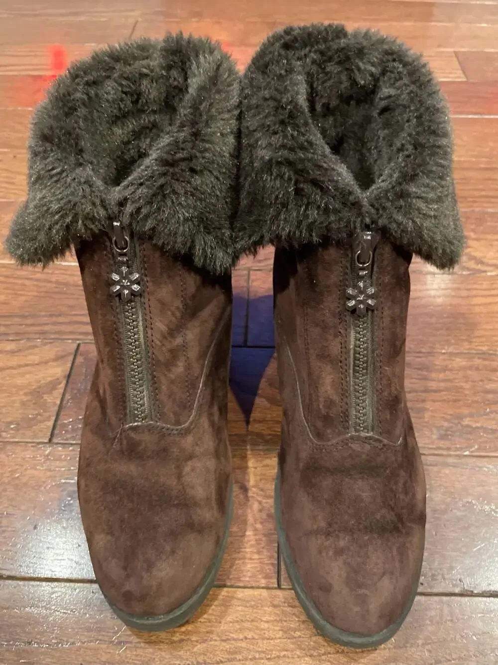 Hush Puppies Brown Suede Faux Fur Zip Winter Boots Women’s 7.5 Y2K